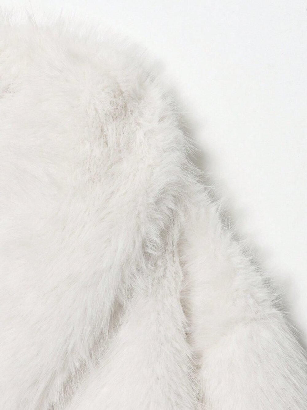White Casual Women's Faux Fur Collar Short Jacket - Picture 6 of 10